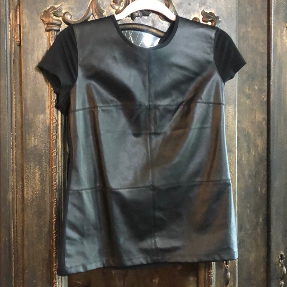 Ralph Lauren black faux leather top
